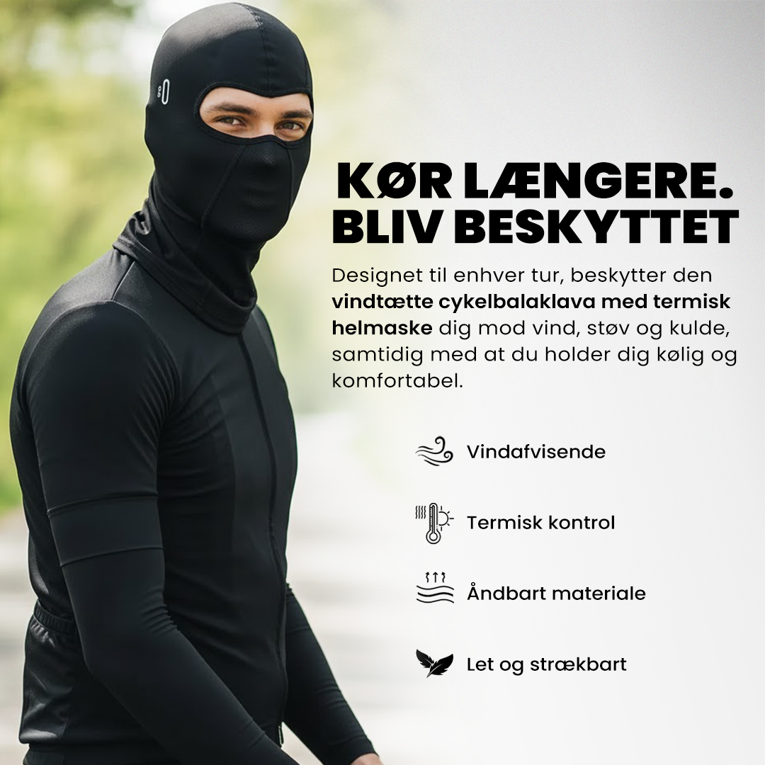 Vindafvisende cykelbalaklava termisk hals- og ansigtsdækning